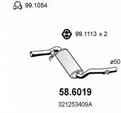 ASSO 586019 -  Средний глушитель выхлопных газов