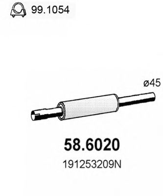 ASSO 586020 -  Средний глушитель выхлопных газов