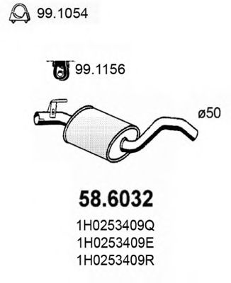 ASSO 586032 -  Средний глушитель выхлопных газов