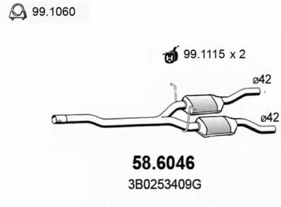ASSO 586046 -  Средний глушитель выхлопных газов