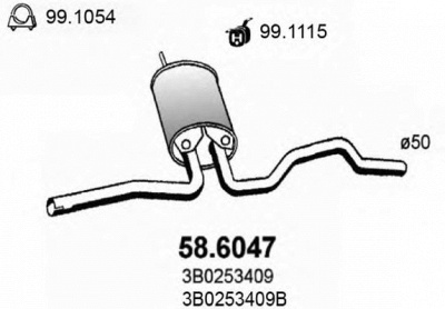 ASSO 586047 -  Средний глушитель выхлопных газов