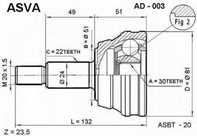 ASVA ad003 -  Шарнирный комплект, приводной вал