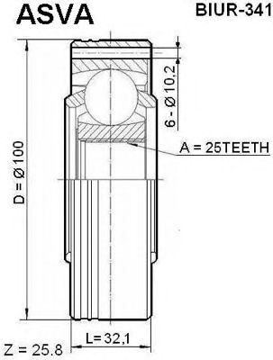 ASVA biur341 -  Шарнирный комплект, приводной вал