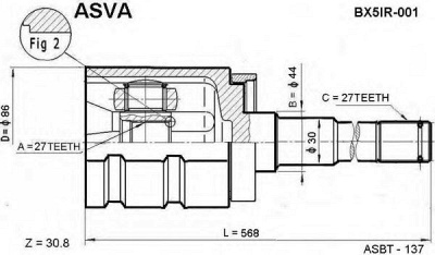 ASVA bx5ir001 -  Шарнирный комплект, приводной вал