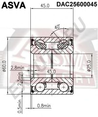 ASVA dac25600045 -  Подшипник ступицы колеса