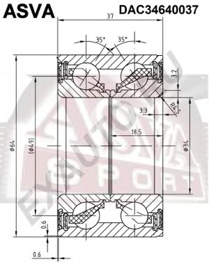 ASVA dac34640037 -  Подшипник ступичный передний