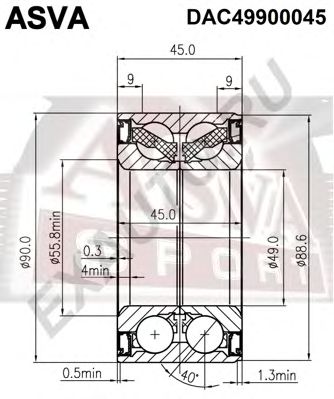 ASVA dac49900045 -  Подшипник ступицы колеса