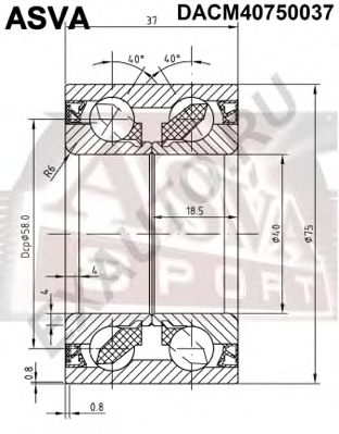 ASVA dacm40750037 -  Подшипник ступичный с магнитным кольцом абс