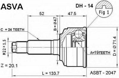 ASVA dh14 -  Шарнирный комплект, приводной вал