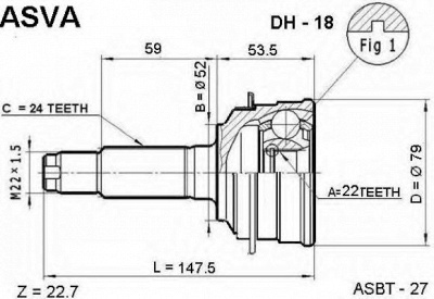 ASVA dh18 -  Шарнирный комплект, приводной вал