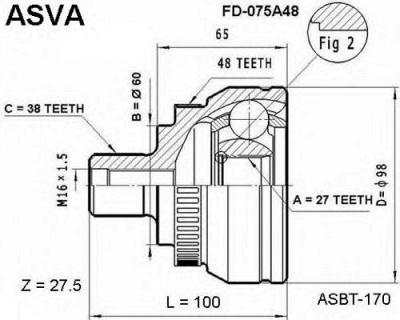 ASVA fd075a48 -  Шарнирный комплект, приводной вал