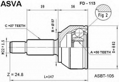 ASVA fd113 -  Шарнирный комплект, приводной вал