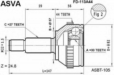ASVA fd113a44 -  Шарнирный комплект, приводной вал
