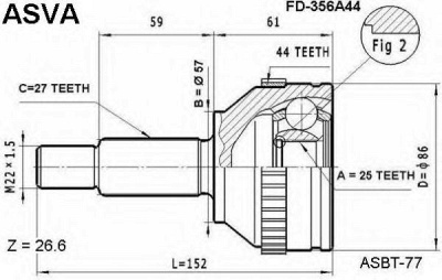 ASVA fd356a44 -  Шарнирный комплект, приводной вал