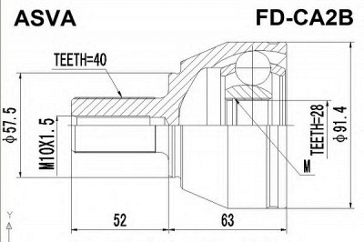 ASVA fdca2b -  Шарнирный комплект, приводной вал