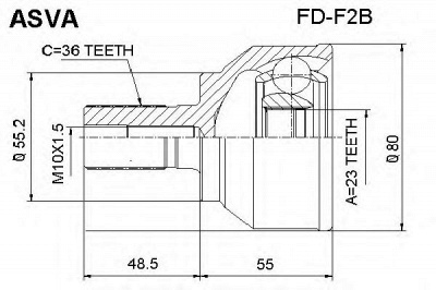 ASVA fdf2b -  Шарнирный комплект, приводной вал