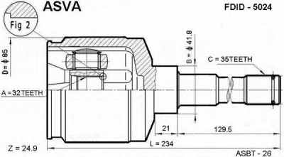 ASVA fdid5024 -  Шарнирный комплект, приводной вал