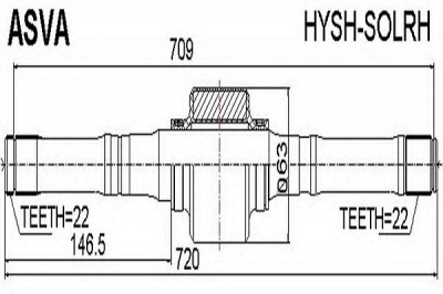 ASVA hyshsolrh -  ПОЛУОСЬ ПРАВАЯ 22X724X22