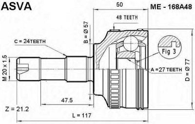 ASVA me168a48 -  Шарнирный комплект, приводной вал