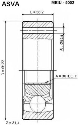 ASVA meiu5002 -  Шарнирный комплект, приводной вал