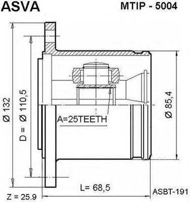 ASVA mtip5004 -  Шарнирный комплект, приводной вал