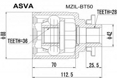 ASVA mzilbt50 -  Шарнирный комплект, приводной вал