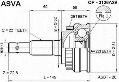 ASVA op3126a29 -  Шарнирный комплект, приводной вал