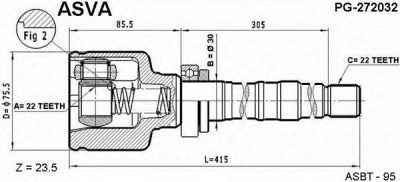 ASVA pg272032 -  Шарнирный комплект, приводной вал