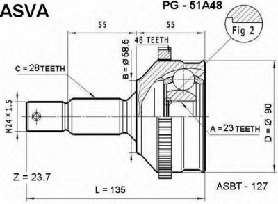 ASVA pg51a48 -  Шарнирный комплект, приводной вал