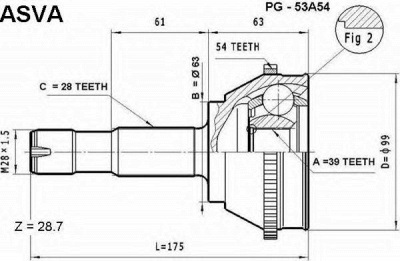 ASVA pg53a54 -  Шарнирный комплект, приводной вал
