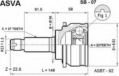 ASVA sb07 -  Шарнирный комплект, приводной вал