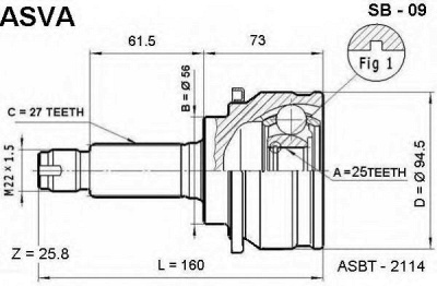 ASVA sb09 -  Шарнирный комплект, приводной вал