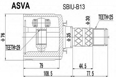 ASVA sbiub13 -  Шарнирный комплект, приводной вал