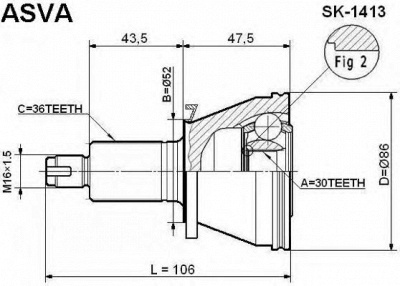 ASVA sk1413 -  Шарнирный комплект, приводной вал