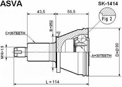 ASVA sk1414 -  Шарнирный комплект, приводной вал