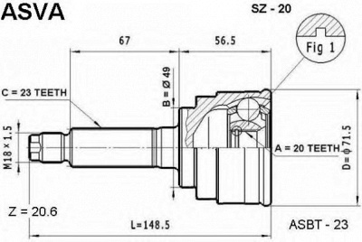 ASVA sz20 -  Шарнирный комплект, приводной вал