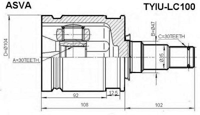 ASVA tyiulc100 -  Шарнирный комплект, приводной вал