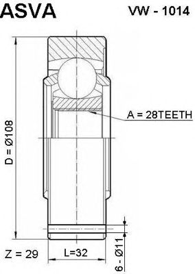 ASVA vw1014 -  Шарнирный комплект, приводной вал