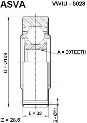 ASVA vwiu5023 -  Шарнирный комплект, приводной вал
