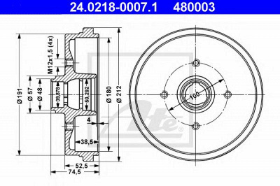 ATE 24021800071 -  Тормозной барабан