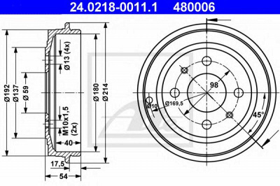 ATE 24021800111 -  Тормозной барабан