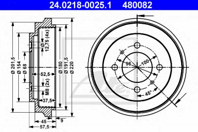 ATE 24021800251 -  Тормозной барабан