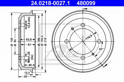 ATE 24021800271 -  Тормозной барабан
