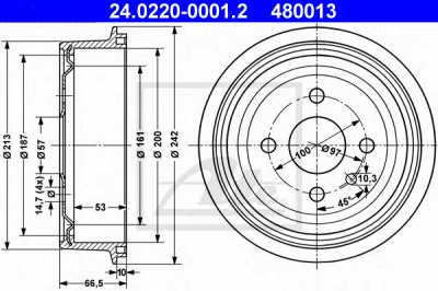 ATE 24022000012 -  Тормозной барабан