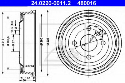 ATE 24022000112 -  Тормозной барабан