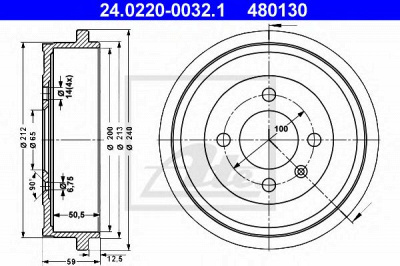 ATE 24022000321 -  Тормозной барабан