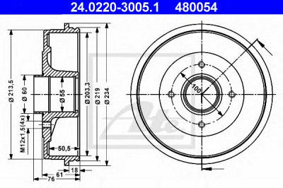 ATE 24022030051 -  Тормозной барабан