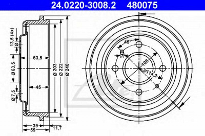 ATE 24022030082 -  Тормозной барабан