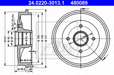 ATE 24022030131 -  Тормозной барабан