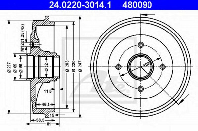 ATE 24022030141 -  Тормозной барабан